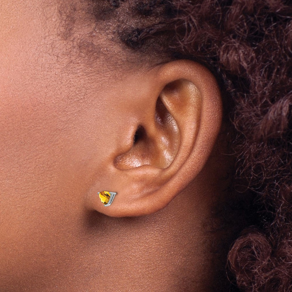 14K White Gold Trillion Citrine Earrings