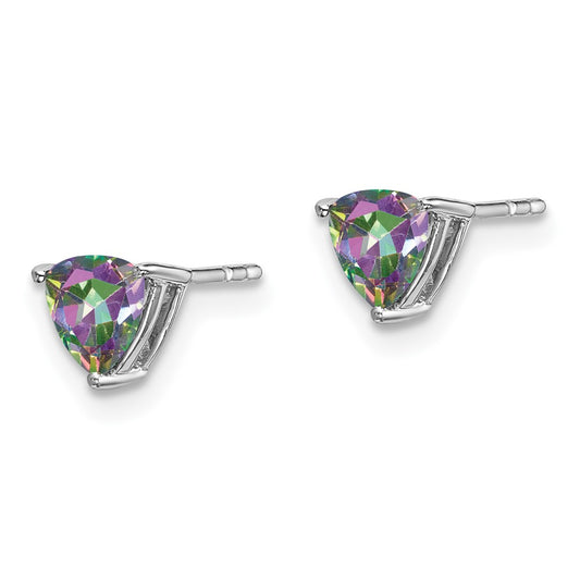 14K White Gold Trillion Mystic Fire Topaz Earrings