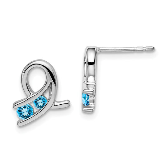 14K White Gold Blue Topaz Earrings