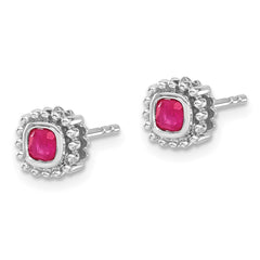 10K White Gold Cushion Ruby Earrings