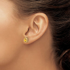 10K Yellow Gold Oval Citrine Post Earrings