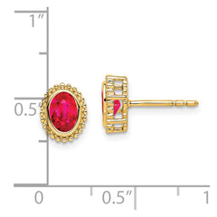 14K Yellow Gold Oval Ruby Post Earrings