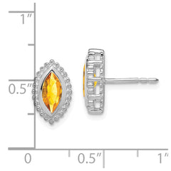 14K White Gold Marquise Citrine Post Earrings