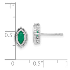 14K White Gold Marquise Emerald Post Earrings