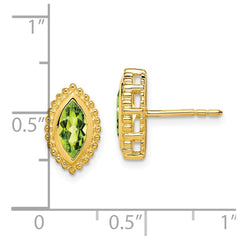 14K Yellow Gold Marquise Peridot Post Earrings