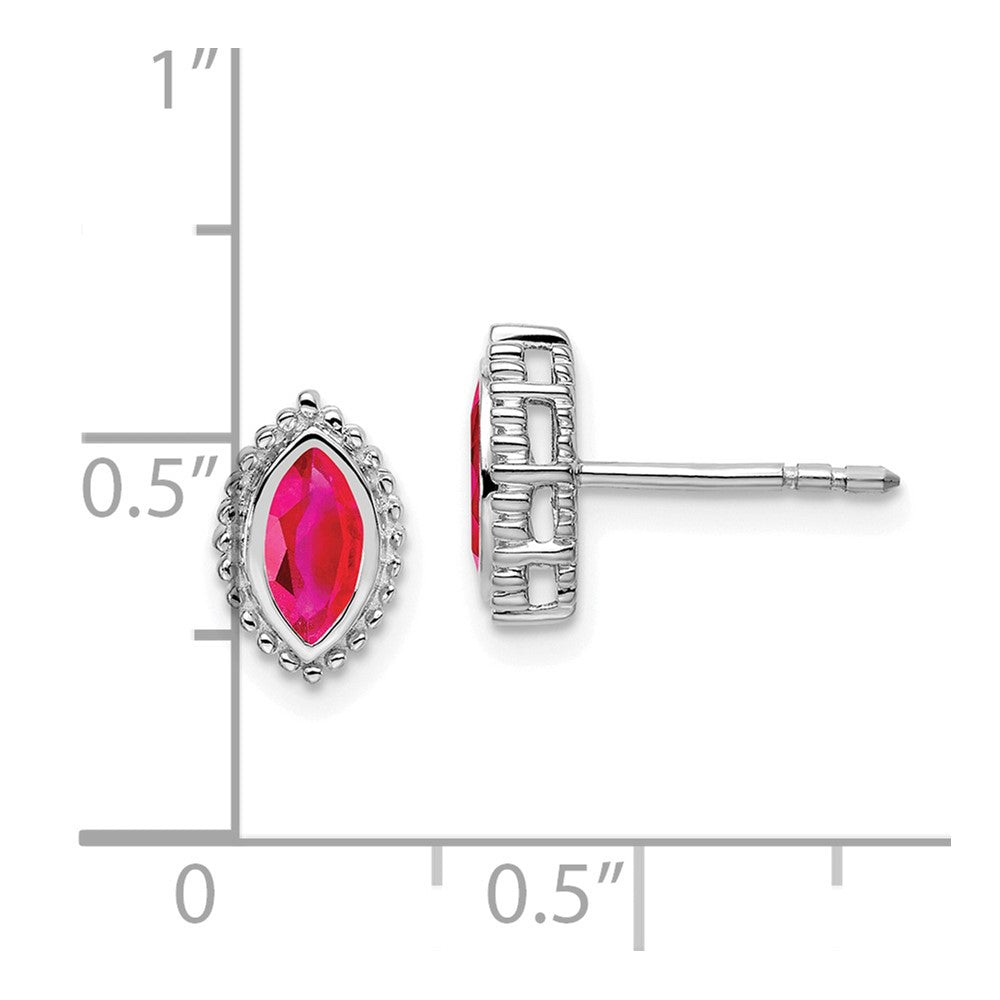 14K White Gold Marquise Ruby Post Earrings