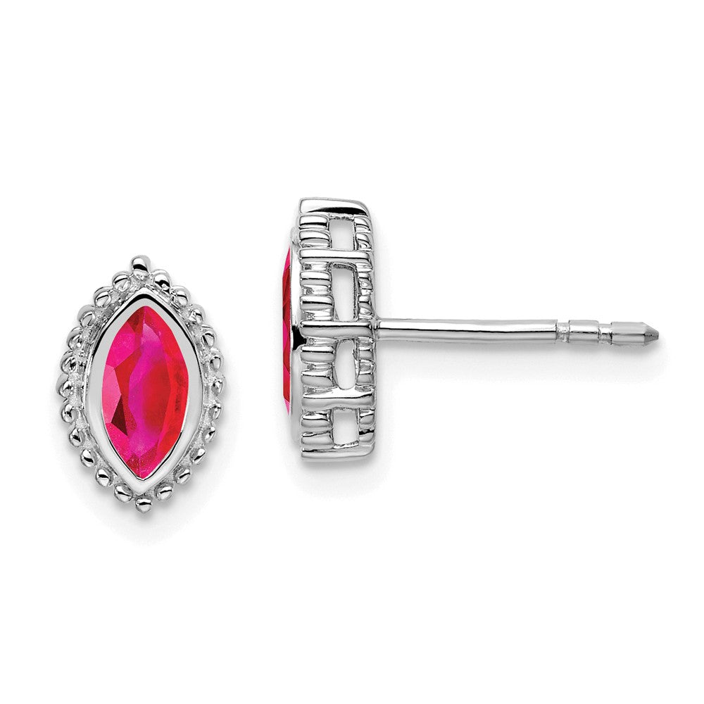 14K White Gold Marquise Ruby Post Earrings