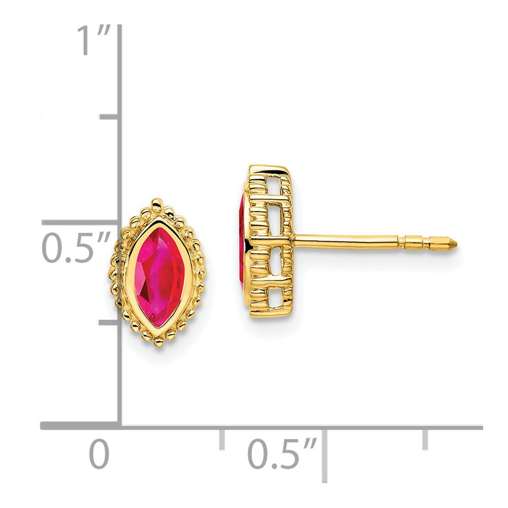 14K Yellow Gold Marquise Ruby Post Earrings