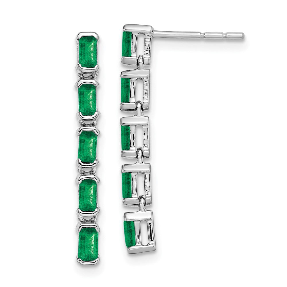 14K White Gold Emerald 5-stone Dangle Earrings