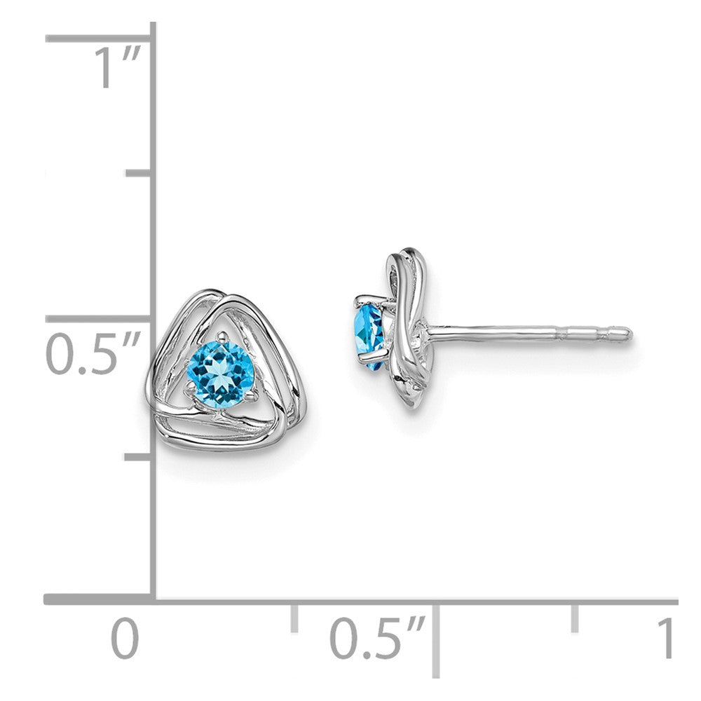 14K White Gold Blue Topaz Post Earrings