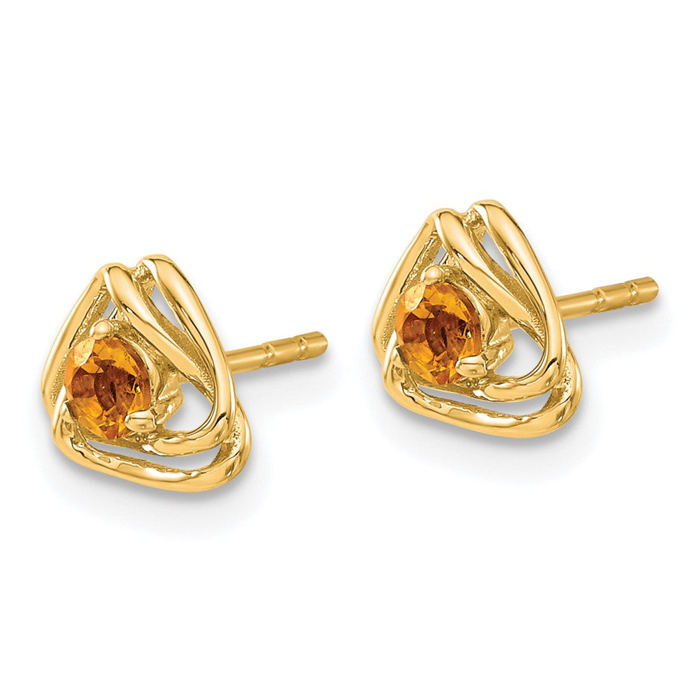 14K Yellow Gold Citrine Post Earrings