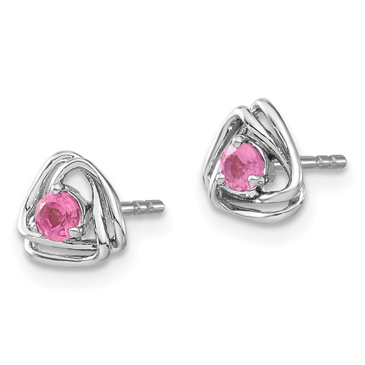 14K White Gold Pink Tourmaline Post Earrings