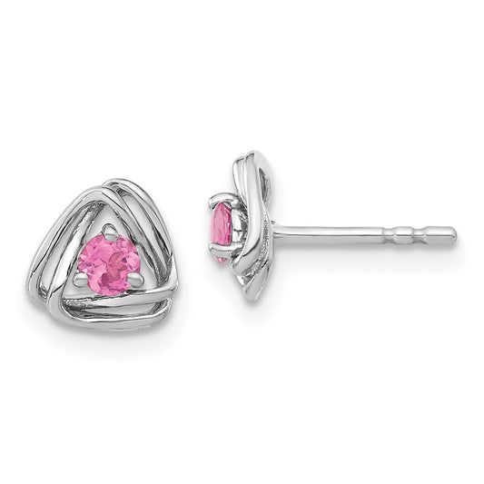 14K White Gold Pink Tourmaline Post Earrings