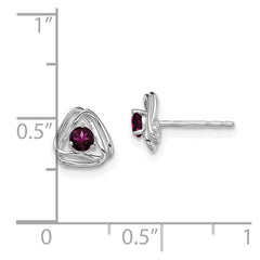 14K White Gold Rhodolite Garnet Post Earrings