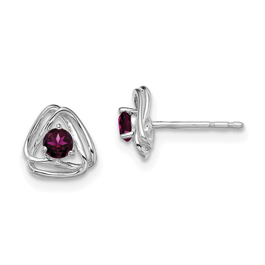 14K White Gold Rhodolite Garnet Post Earrings