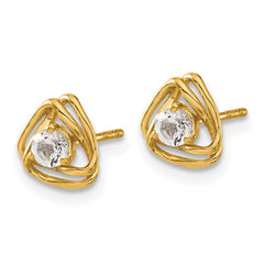 14K Yellow Gold White Topaz Post Earrings