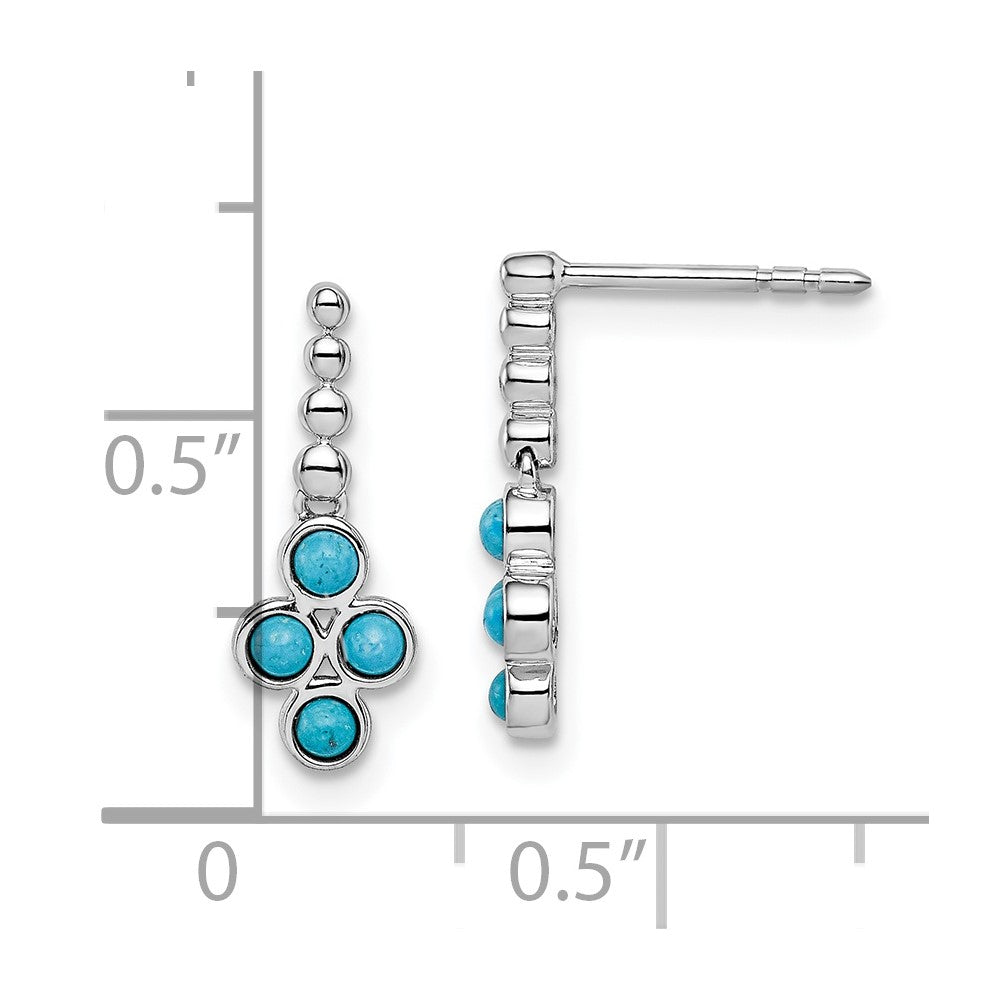 14K White Gold Turquoise Dangle Earrings