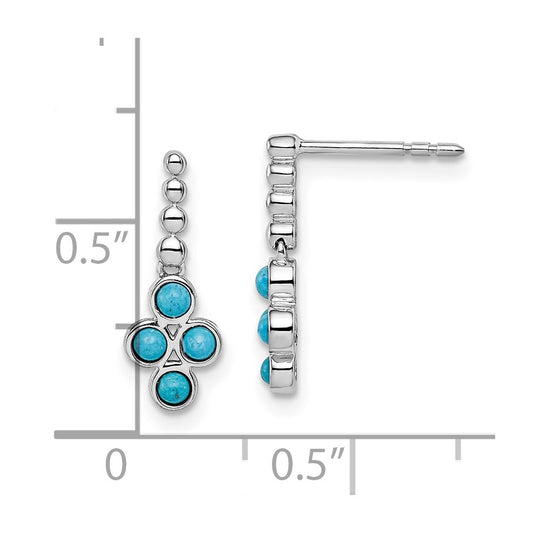 14K White Gold Turquoise Dangle Earrings