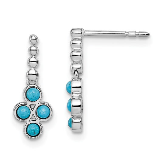 14K White Gold Turquoise Dangle Earrings