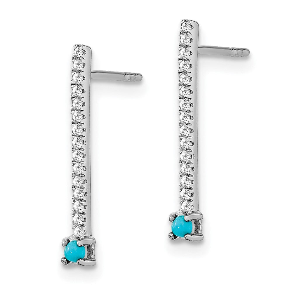 14K White Gold Turquoise and White Topaz Earrings