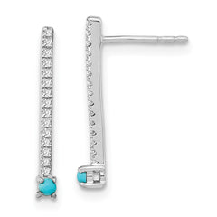 14K White Gold Turquoise and White Topaz Earrings