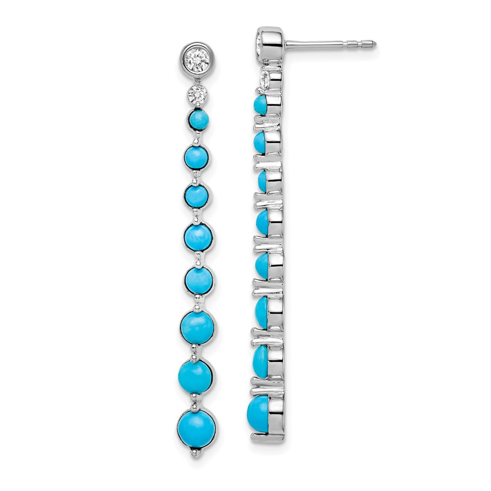 14K White Gold Graduated Turquoise and White Topaz Earrings