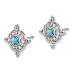 14K White Gold Turquoise and White Topaz Earrings