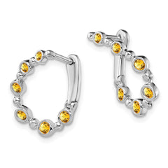 14K White Gold Citrine Teardrop Hoop Earrings