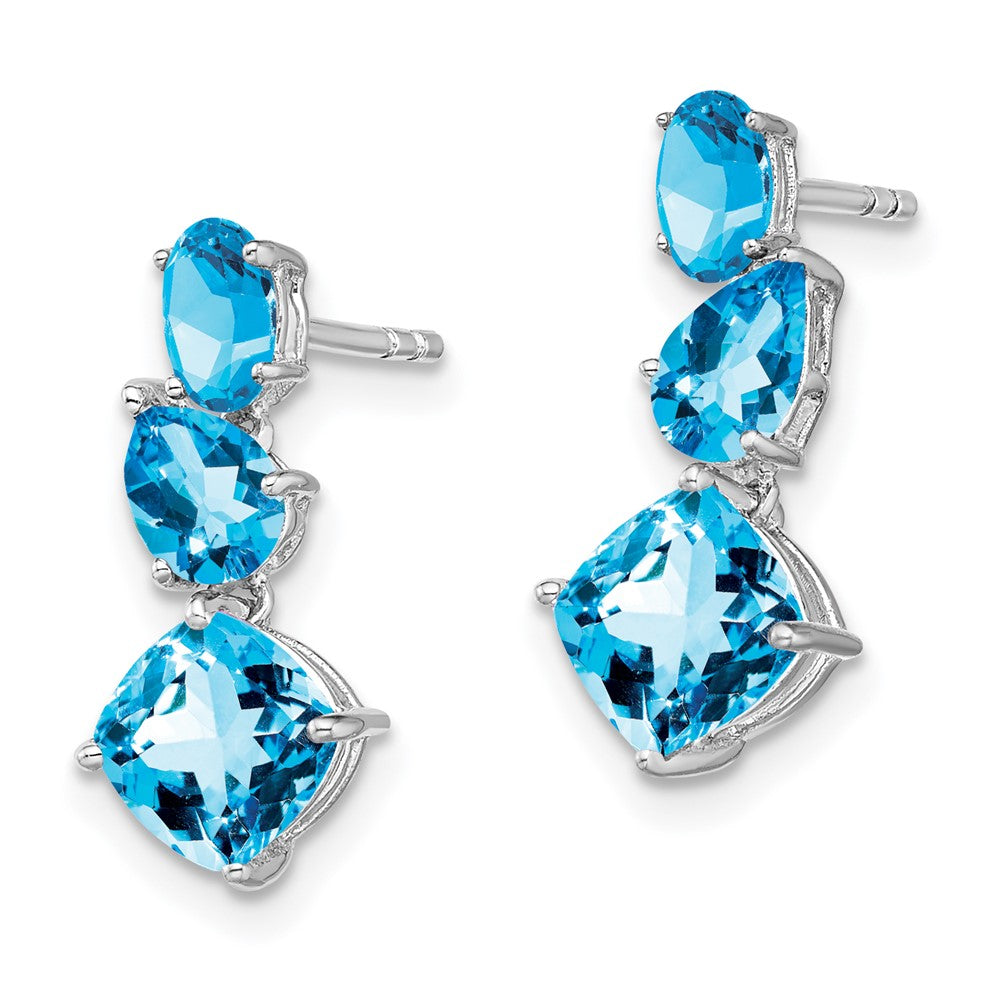 14K White Gold Blue Topaz Dangle Earrings