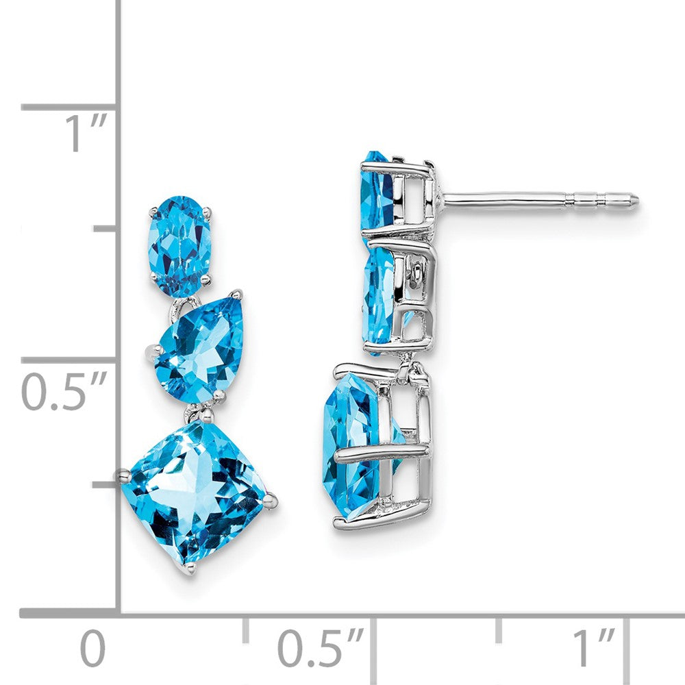 14K White Gold Blue Topaz Dangle Earrings