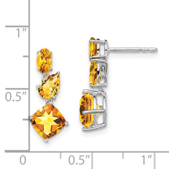 14K White Gold Citrine Dangle Earrings