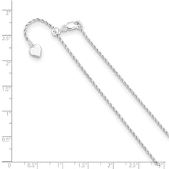 Cadena de cuerda ajustable con corte de diamante de 1,2 mm de plata de ley