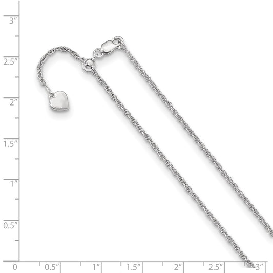 Cadena de cuerda suelta ajustable de plata de ley de 1,55 mm