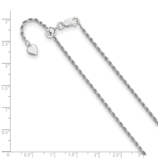 Cadena de cuerda ajustable con corte de diamante de 2 mm de plata de ley