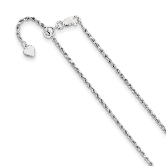 Sterling Silver Adjustable 2mm Diamond-cut Rope Chain