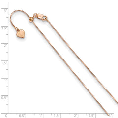 Cadena tipo caja ajustable chapada en oro rosa de 0,85 mm