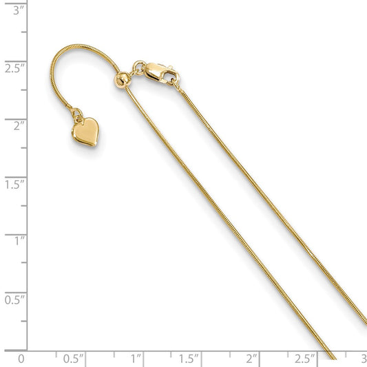 Yellow Gold-plated Silver Adjustable .95mm Snake Chain
