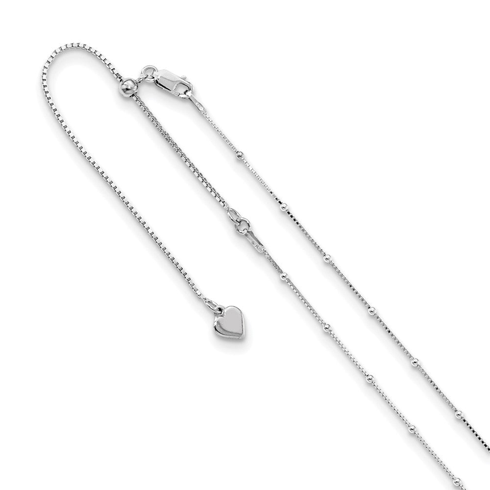 Sterling Silver Adjustable 1.5mm Beaded Diamond-cut Box Chain