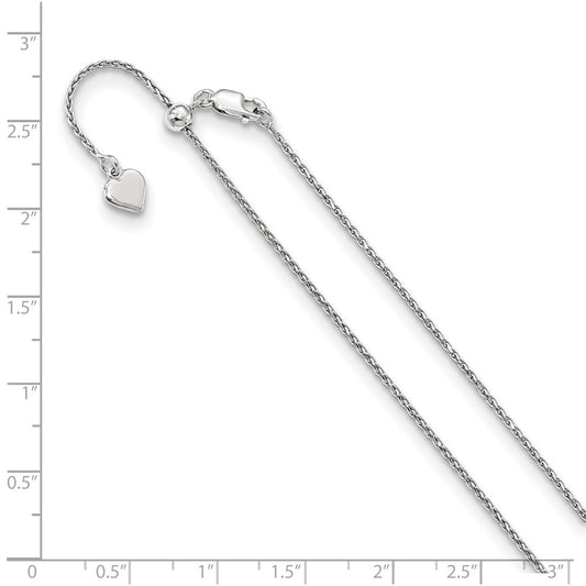 Cadena Spiga ajustable de plata de ley con corte de diamante de 1,1 mm