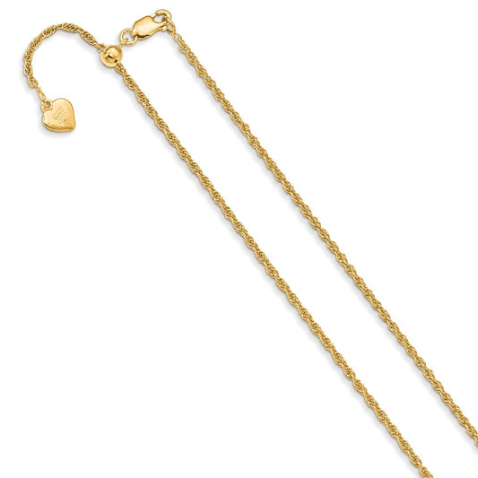 Yellow Gold-plated Silver Adjustable 1.35mm Loose Rope Chain