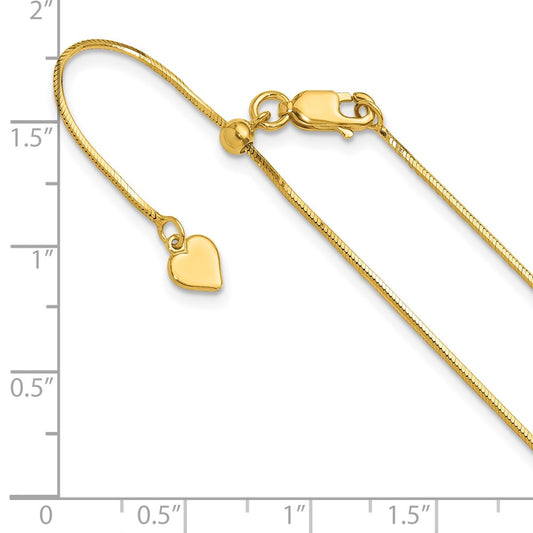 Cadena de serpiente cuadrada ajustable con corte de diamante de 1 mm de plata chapada en oro amarillo