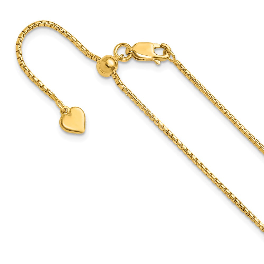 Yellow Gold-plated Silver Adjustable 1.25mm Round Box Chain