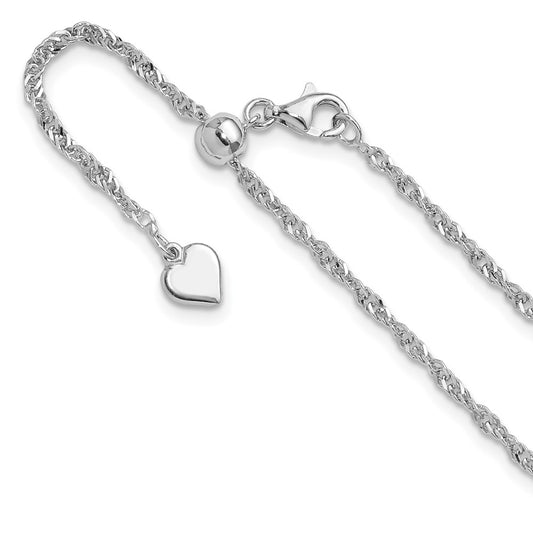 Sterling Silver Adjustable 2mm Singapore Chain