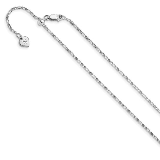 Sterling Silver Adjustable 1.55mm Figaro Chain