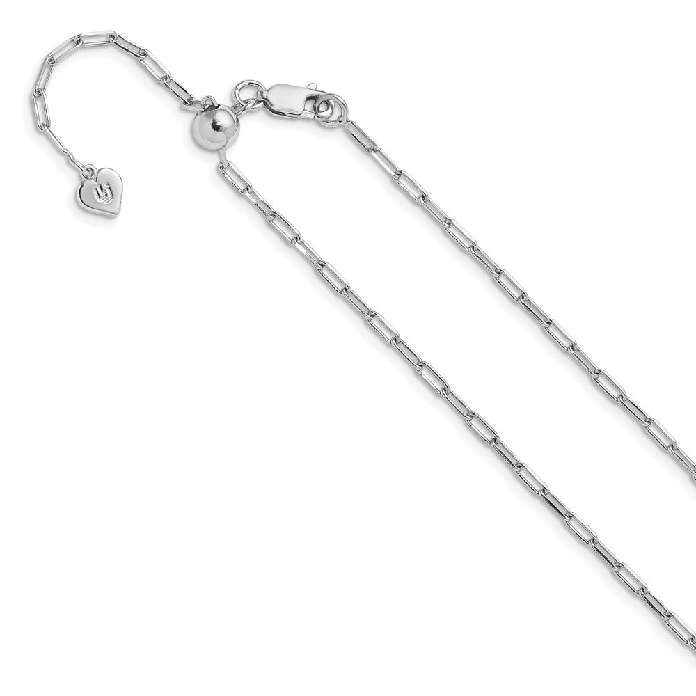 Sterling Silver Adjustable 2mm Paperclip Flat Oval Link Chain