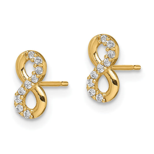 14K Yellow Gold Madi K Infinity Symbol CZ Post Earrings