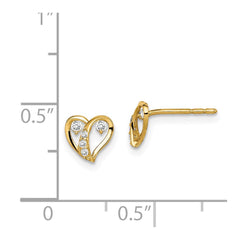 14K Yellow Gold Madi K CZ Accent Open Heart Post Earrings