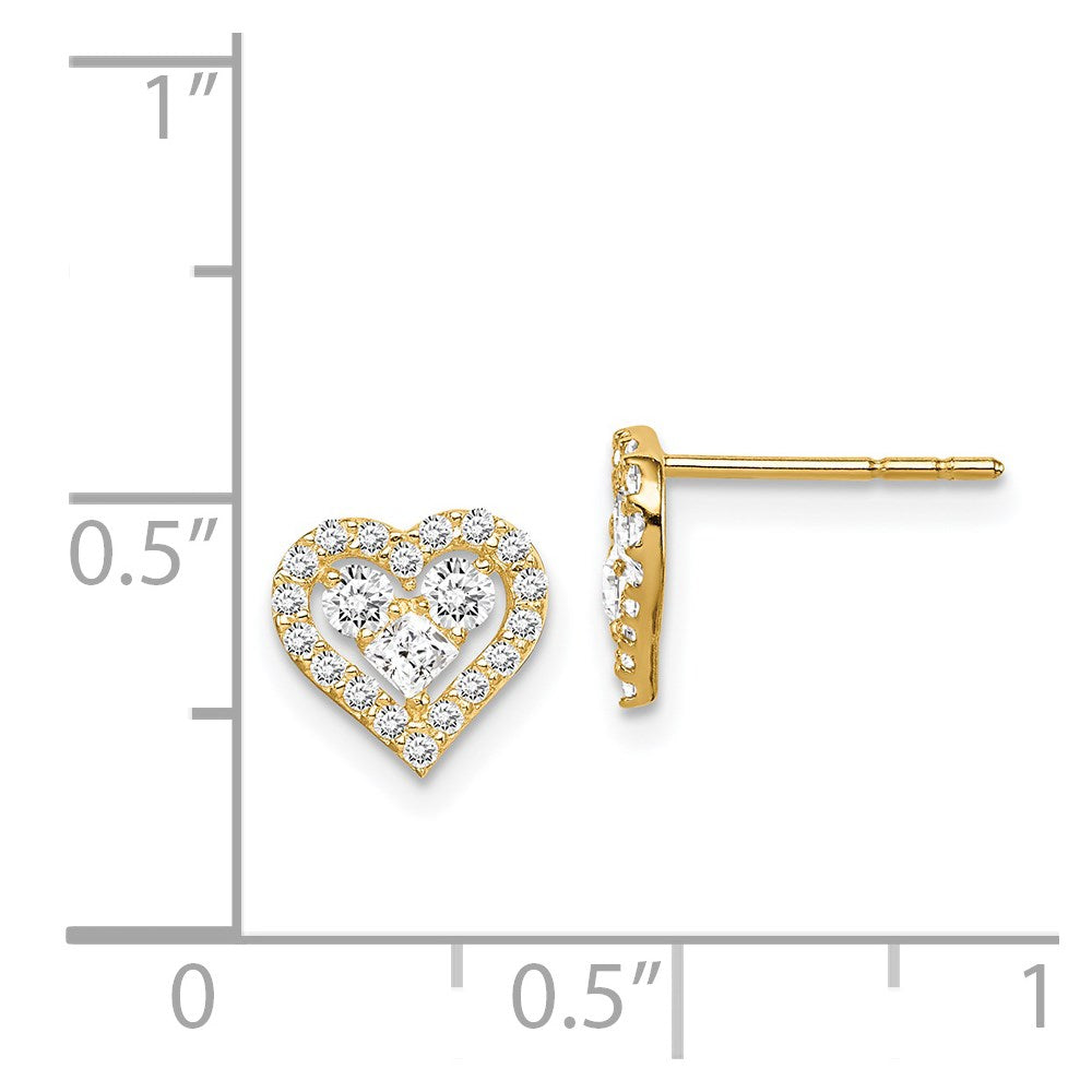 14K Yellow Gold Madi K CZ Heart Post Earrings