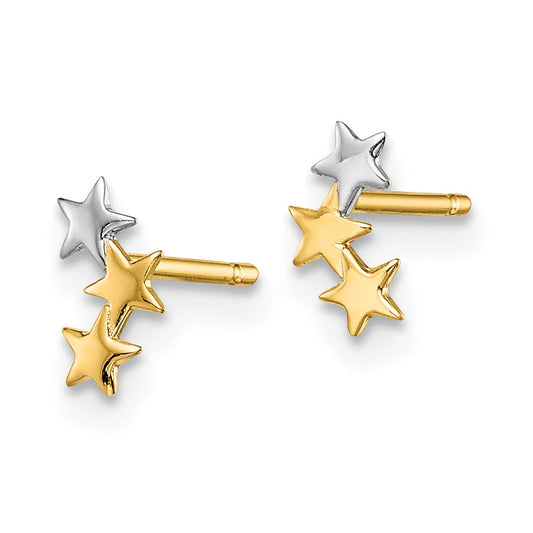 14K Two-Tone Gold Madi K 3-Star Post Earrings