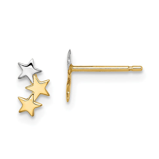 14K Two-Tone Gold Madi K 3-Star Post Earrings